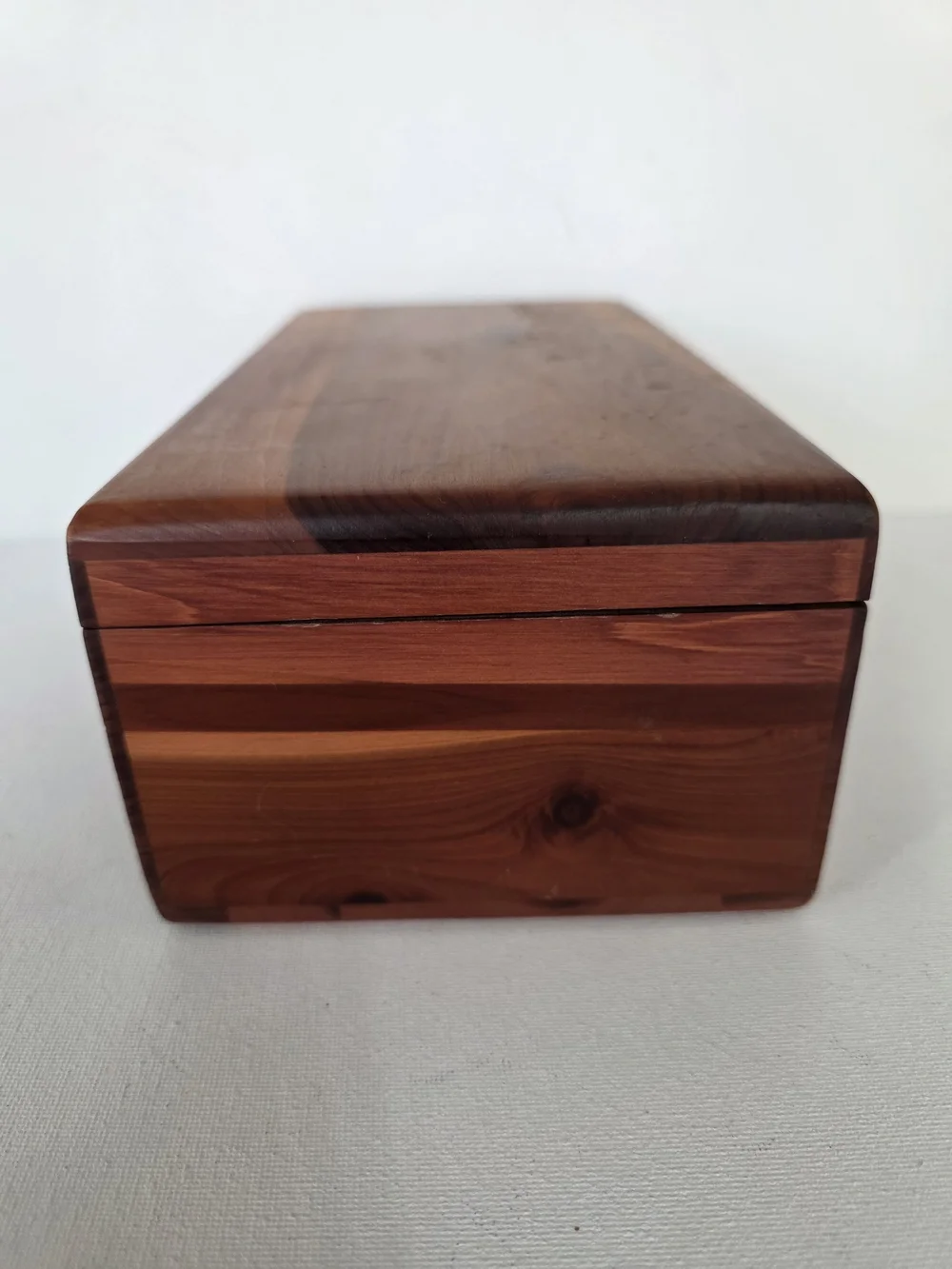 Vintage Wooden Cedar Jewelry Box - Red-Brown Cedar Finish